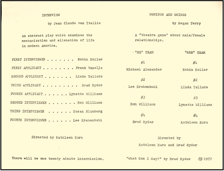 South End program 22 June 1977 reverse